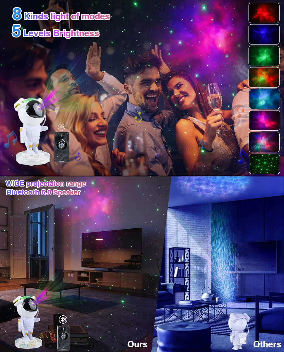 Upgraded Astronaut Light Projector With Bluetooth Music Speaker Star Projector Galaxy Night Light Nebula Ceiling LED Lamp with Remote for Children