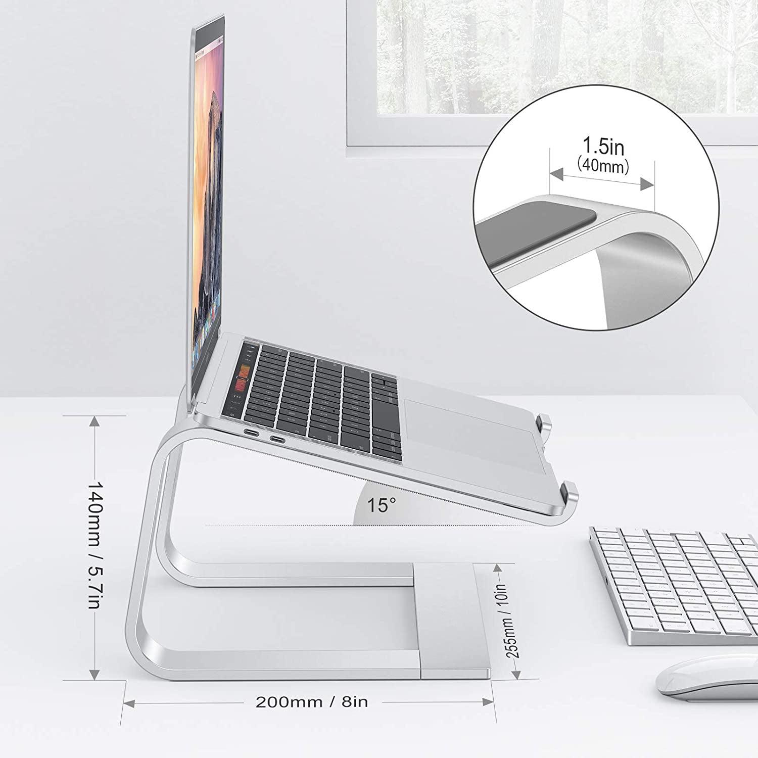 Laptop Stand Holder Aluminum Ergonomic Computer Stand Labtop Riser Detachable Notebook Stand Heavy Tablet Stand for 10-15.6” Laptops Silver
