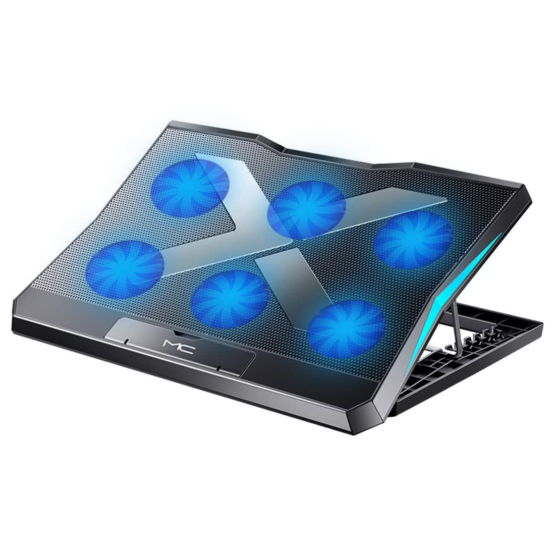 Laptop Cooling Pad Gaming Laptop Stand Cooler Pad with 6 Adjustable Wind Speed Notebook Riser with 6 Height 2 USB Port for 11-17.3 Inch Laptop