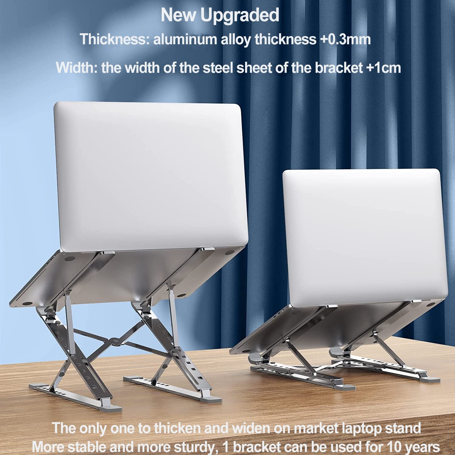 Portable Laptop Stand for Desk Height & Angle Adjustable Laptop Holder Aluminum alloy Laptop Riser Double Triangle Stable Anti-sway Ergonomic Foldable