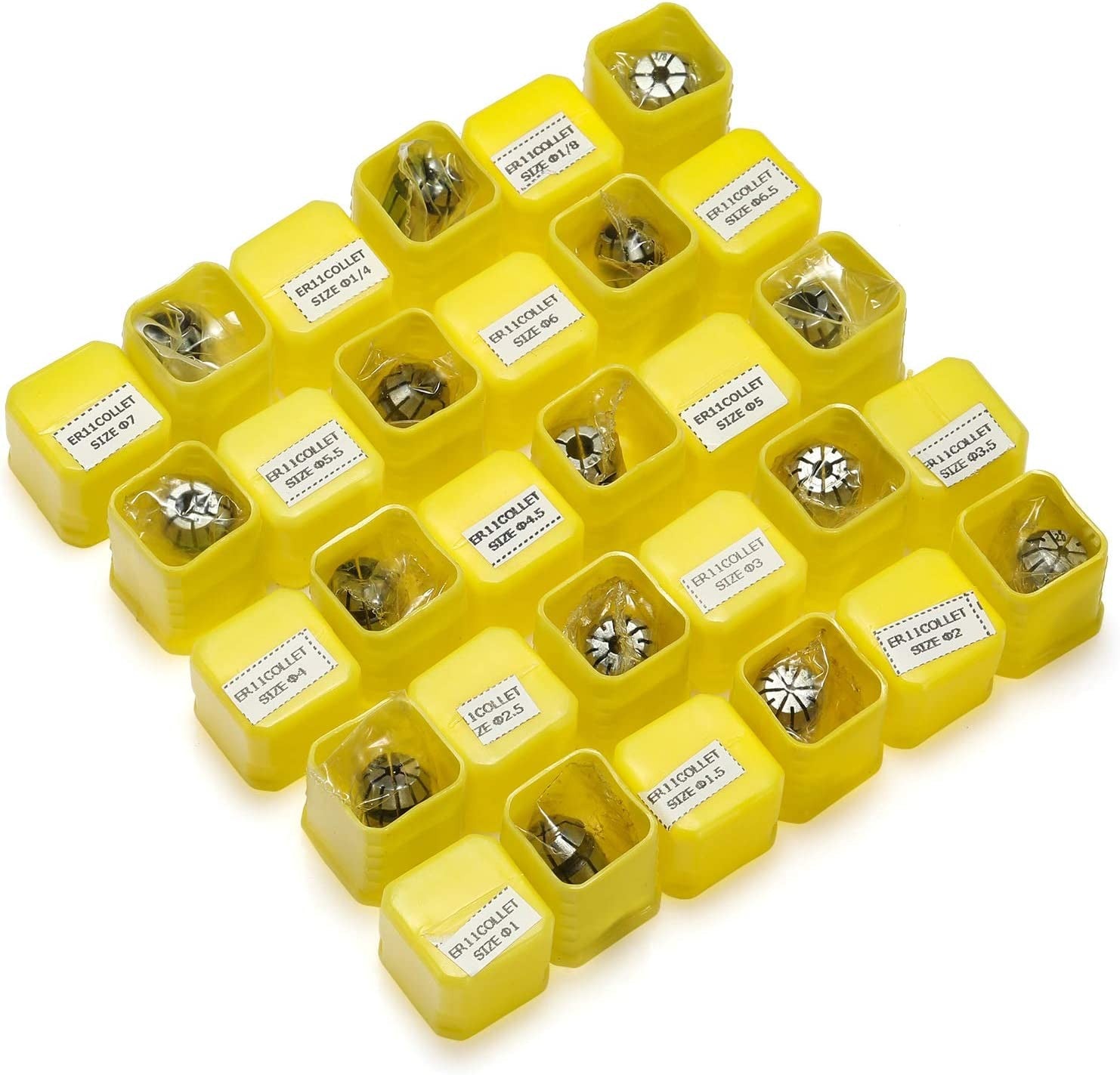 Genmitsu 15PCS ER11 Precision Spring Collet Set for CNC Engraving Milling Lathe Chuck Tool, 1.0mm-7.0mm & 1/4", 1/8"