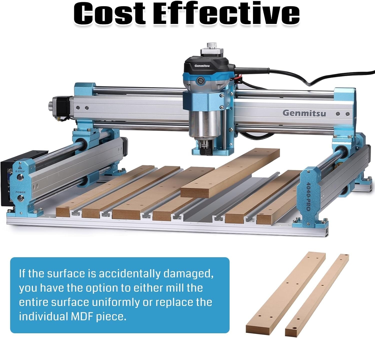 Genmitsu 4040 Aluminum & MDF Hybrid Spoilboard Table for 4040-PRO CNC Router Milling Machine, 420 x 600 x 20.5mm