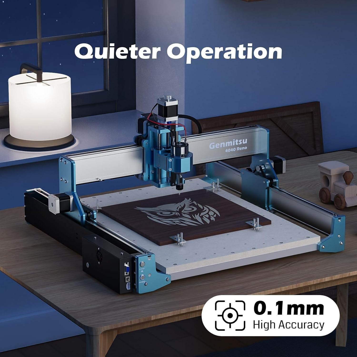 Genmitsu 4040 Reno CNC Router Milling Machine for Woodworking Acrylic Cutting, Belt Driven, Quieter Movement, Wood Metal Carving Cutter Engraver