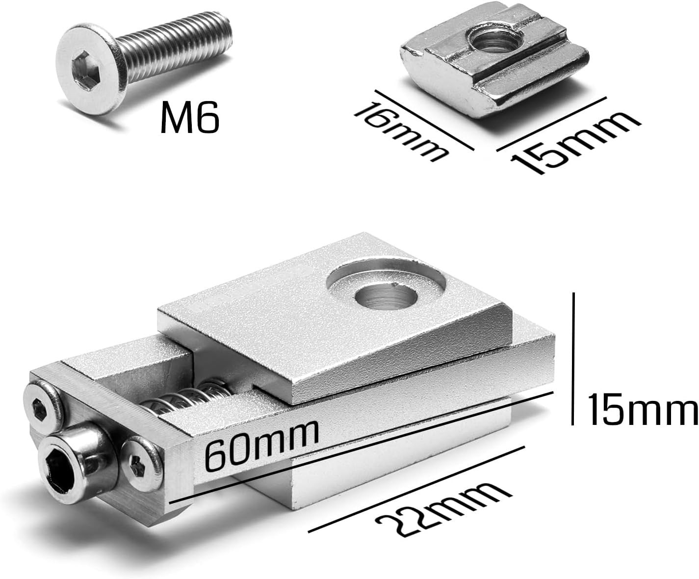 Genmitsu 4PCS Upgrade Aluminum Mini Vise Clamp Toe Clamp, High-Precision CNC Router Clamp,Size 2.2" x 0.9" x 0.8" , Low Profile