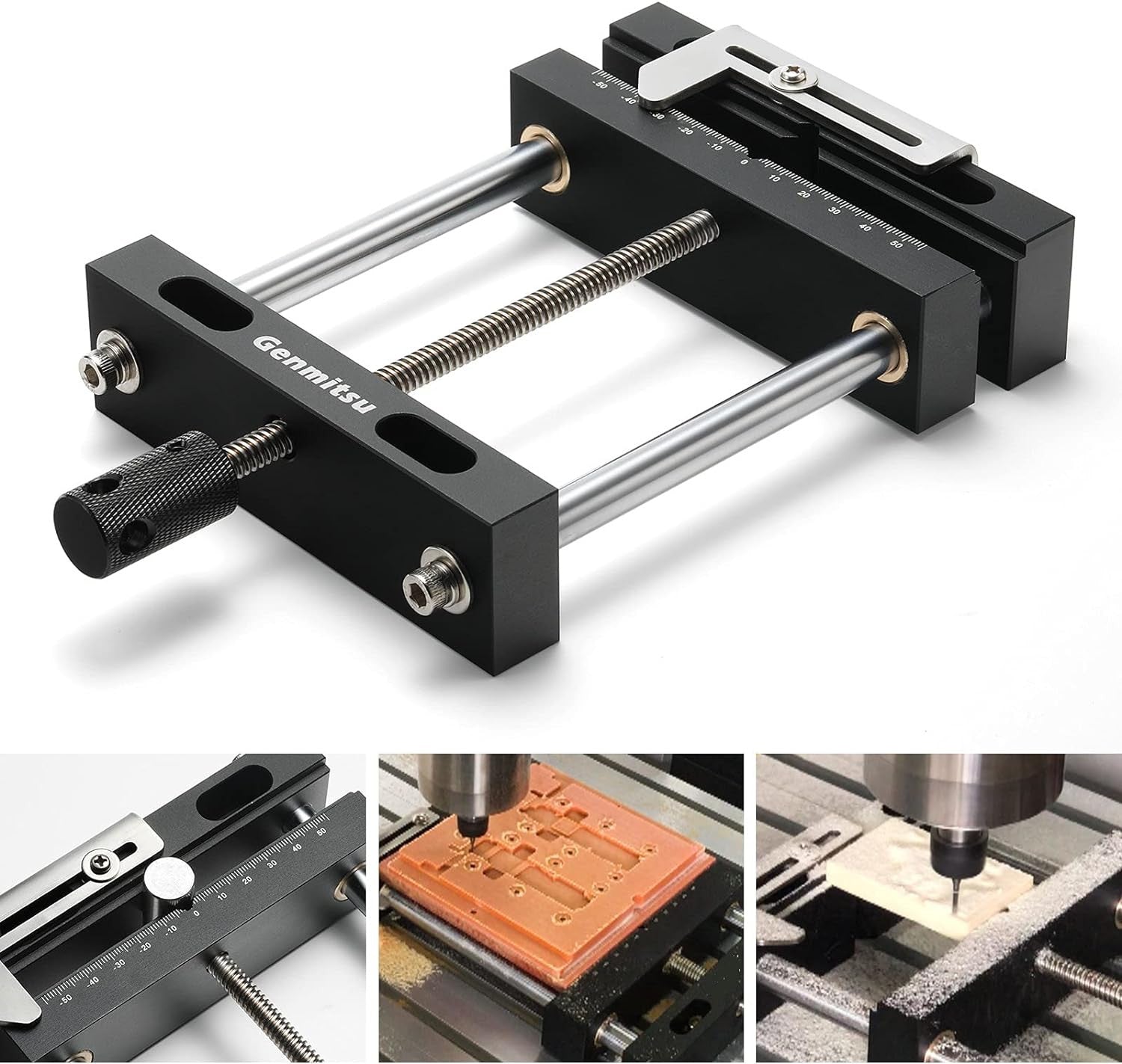 Genmitsu Aluminum Bench Vise Clamp DIY Desktop Worktable Vise Clamp for CNC 3018-PRO/PROVer/PROVer Mach 3/MX3/PROVER XL 4030, 10.2" x 5.5"x 1.6", Clam