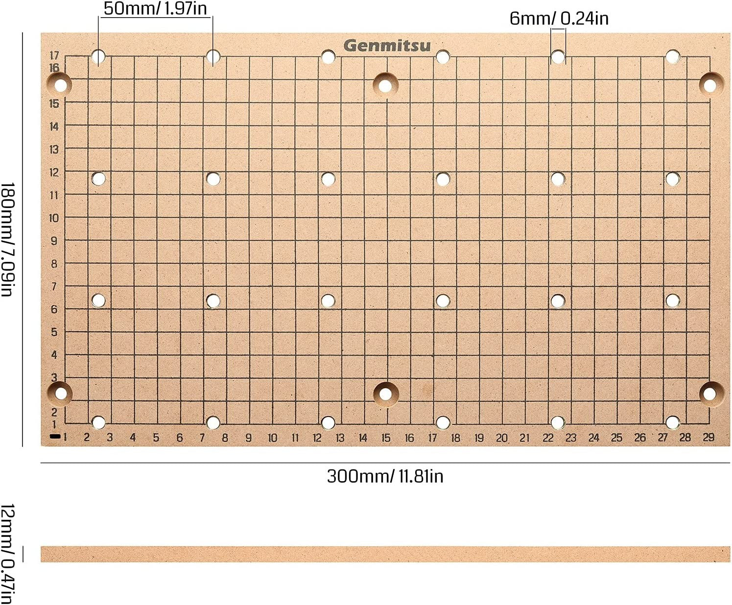 Genmitsu CNC MDF GRID Spoilboard for 3018 CNC Router Machine, Compatible with 3018-PRO/ 3018-PROVer/ 3018PROVer Mach3, 300 x 180 x 12mm