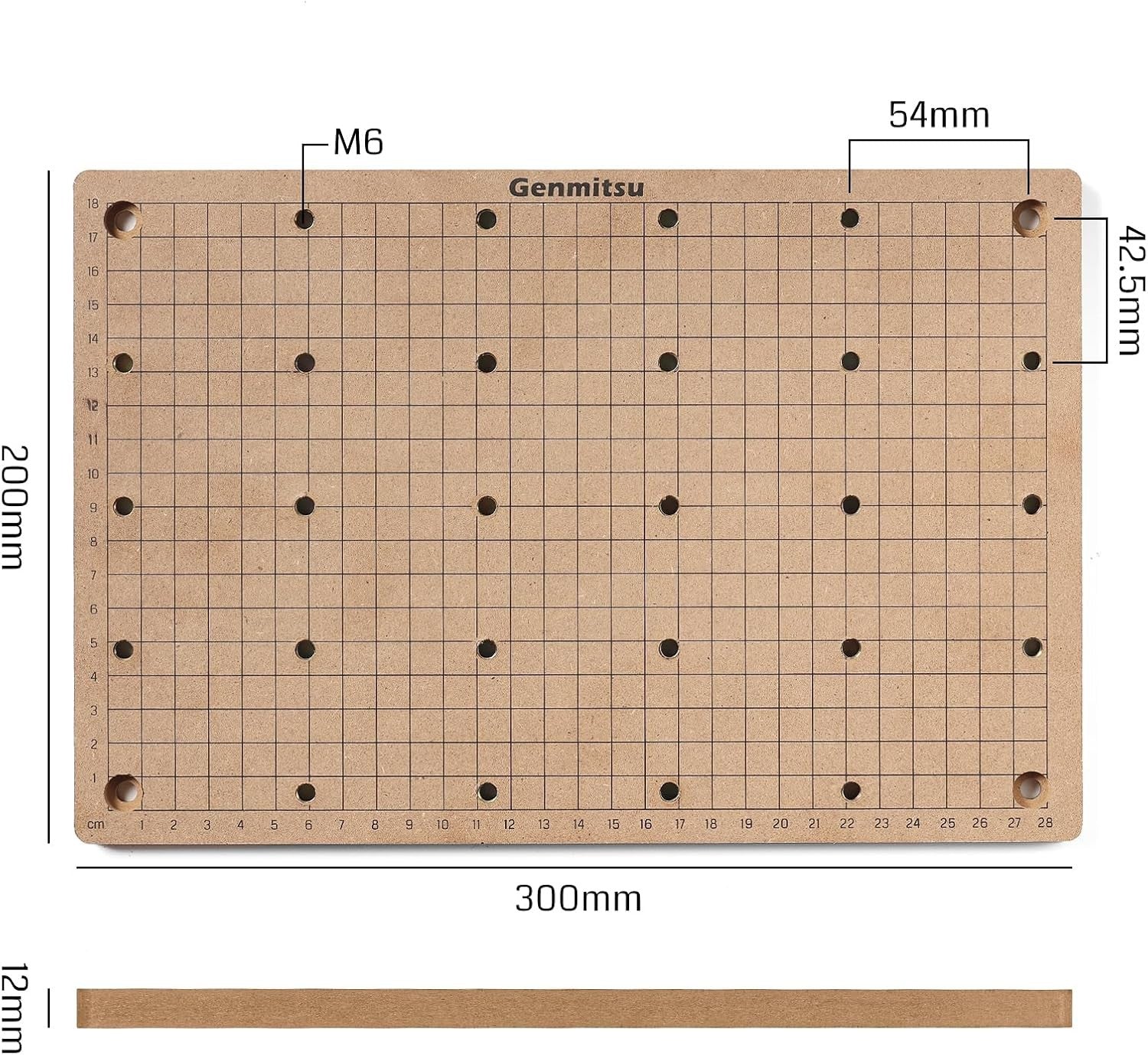 Genmitsu CNC MDF Grid Spoilboard for 3020 CNC Router Machine, Compatible with 3020-PRO Max & V2, 300 x 200 x 12mm, M6 Holes