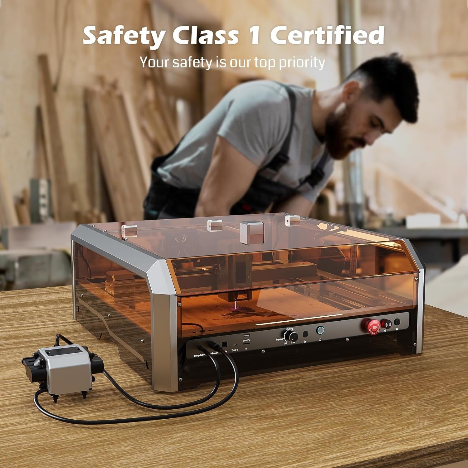 Genmitsu L8 Laser Engraver, 40W Power Output Laser Cutter Built-in Acrylic Enclosure with Vent, 40,000mm/min All-in-one Laser Engraving Machine
