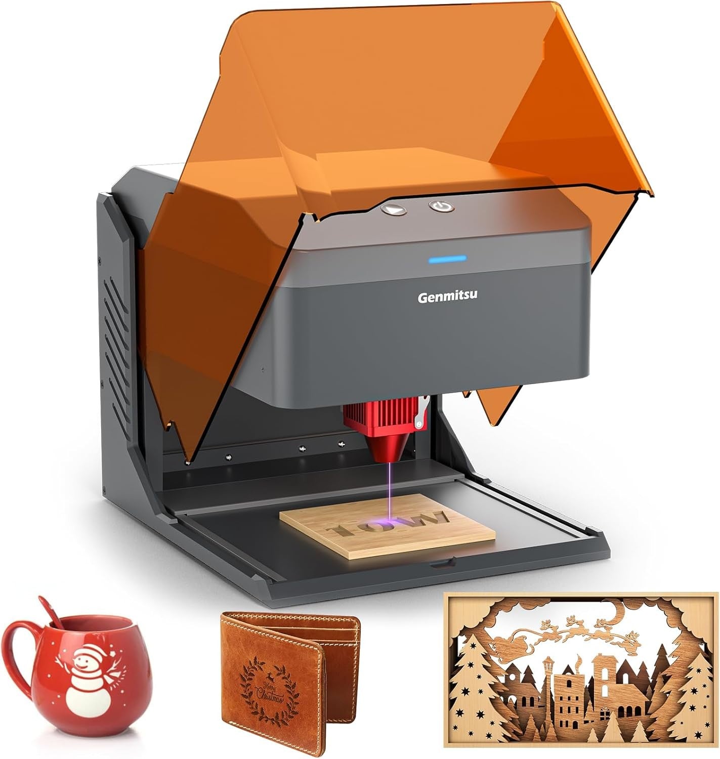 Kiosk 10W Laser Engraver, Light Weight & Portable Laser Engraver Machine, Home Laser Cutter,3.9 x 3.9inch Engraving Area, Laser Safety Class 1