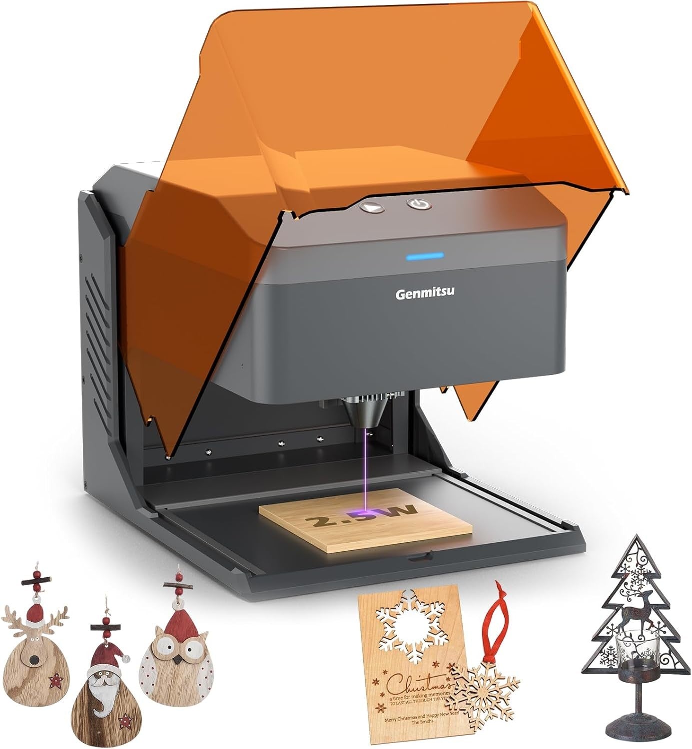 Kiosk 2.5W Laser Engraver, Light Weight & Portable Laser Engraver Machine, Home Laser Cutter with Acrylic Enclosure 3.9 x 3.9inch Engraving Area