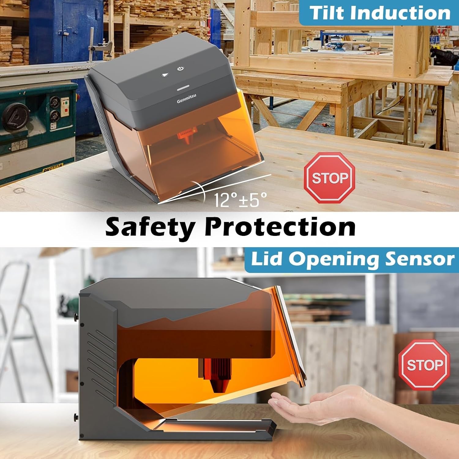 Kiosk 5W Laser Engraver, Light Weight & Portable Laser Engraver Machine, Home Laser Cutter,3.9 x 3.9inch Engraving Area, Laser Safety Class 1