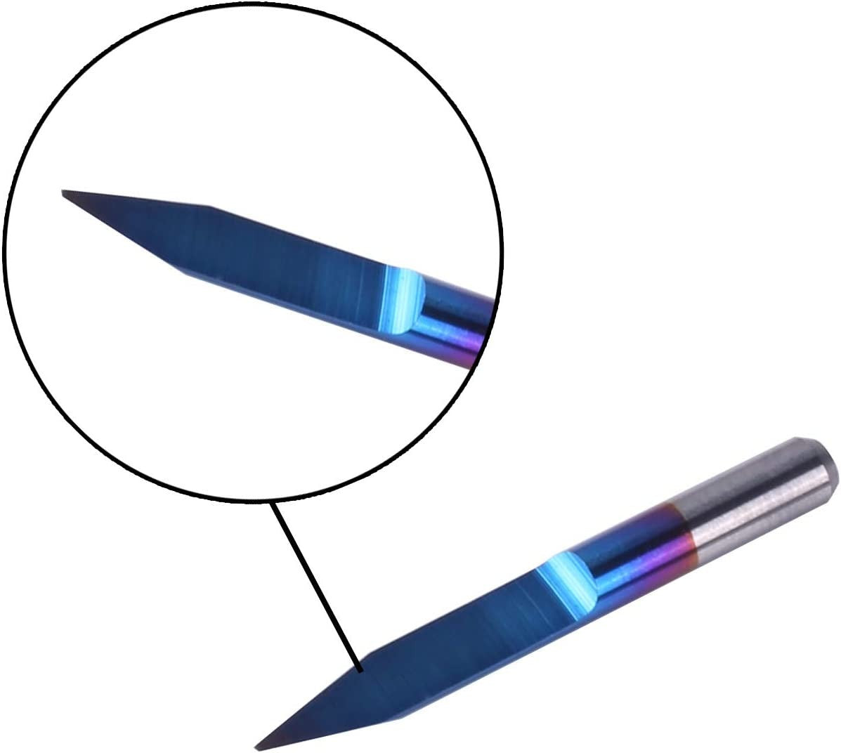 SainSmart Genmitsu 10Pcs Nano Blue Coat Engraving Bits, 30 Degree 0.1mm Tip 1/8" Shank Conical V-Bit