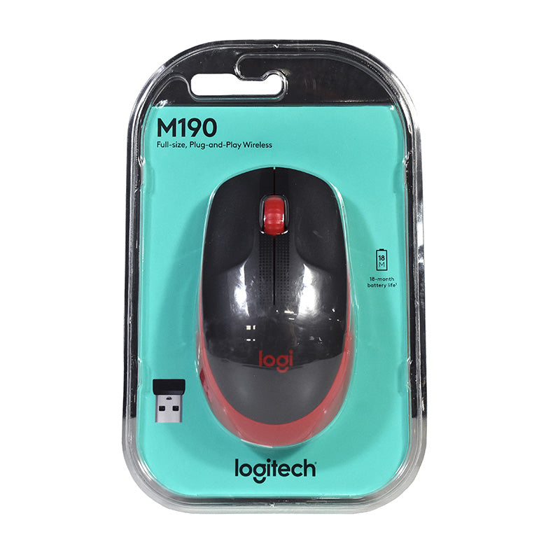 Logitech M190 Wireless Mouse - Red