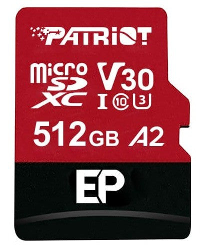 PATRIOT MEMORY EP Series 512GB microSDXC UHS-I CL10 U3 V30 A2 4K Video Supporting