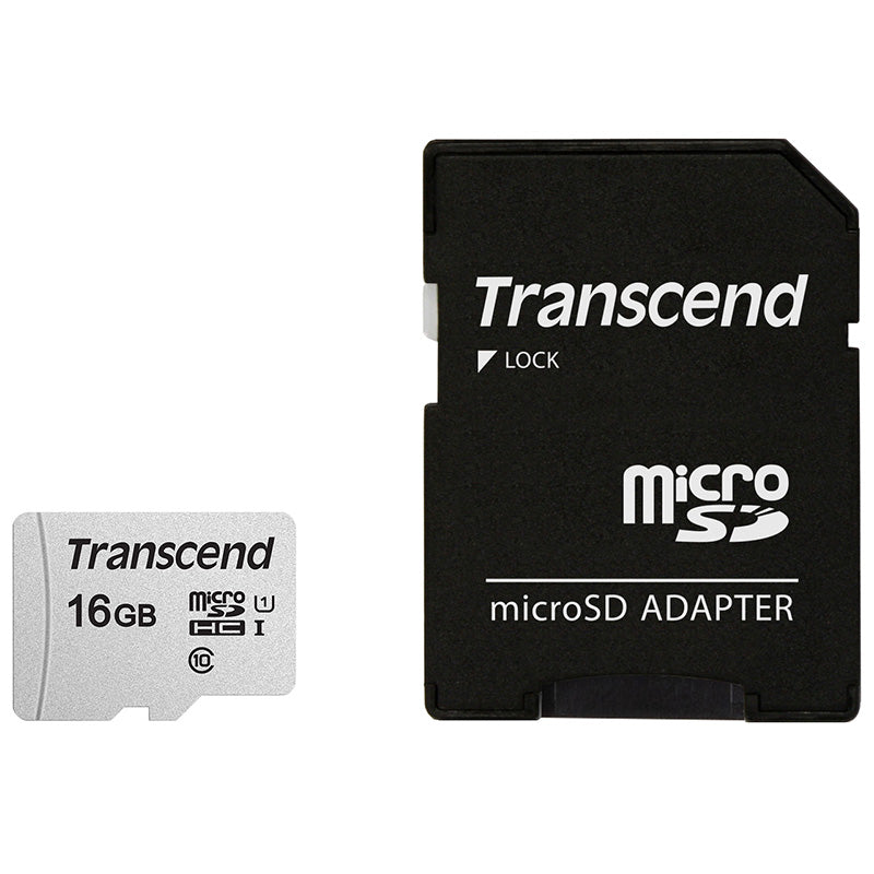 Transcend 300S 16GB C10 UHS-I U1 HC microSD with Adapter
