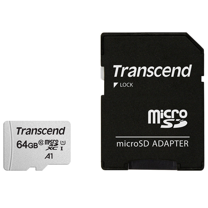 Transcend 300S 64GB C10 UHS-I U1 HC microSD with Adapter