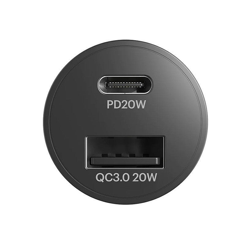 Cygnett CarPower 20W Dual Port Car Charger with 20W USB-C PD + 20W QC 3.0 - Black