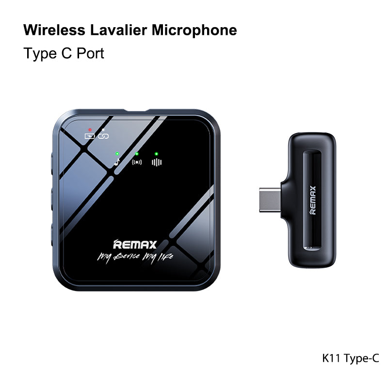 SEEDREAM remax Wireless Lavalier Microphone Type C Mic for Live Broadcast 1 Microphone with Charging Case Black