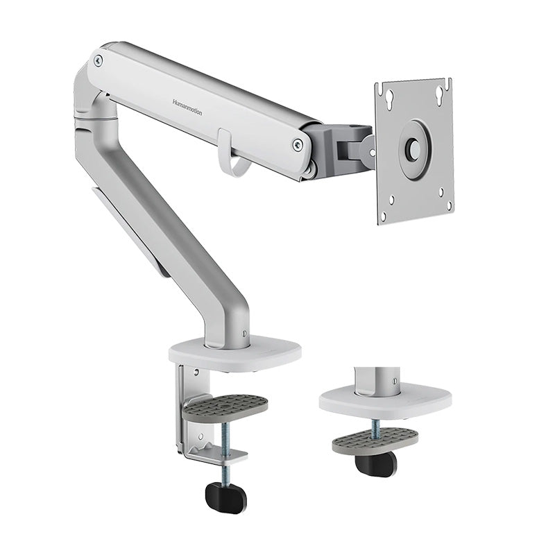 Humanmotion Single Screen Aluminum Steel Monitor Arm for up to 17in-32in 2-9kg - Matte Silver