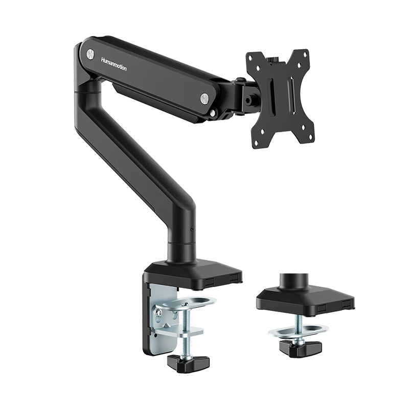 Humanmotion Single Screen Aluminum Steel Monitor Arm for up to 17in-40in 2-11kg - Matte Black