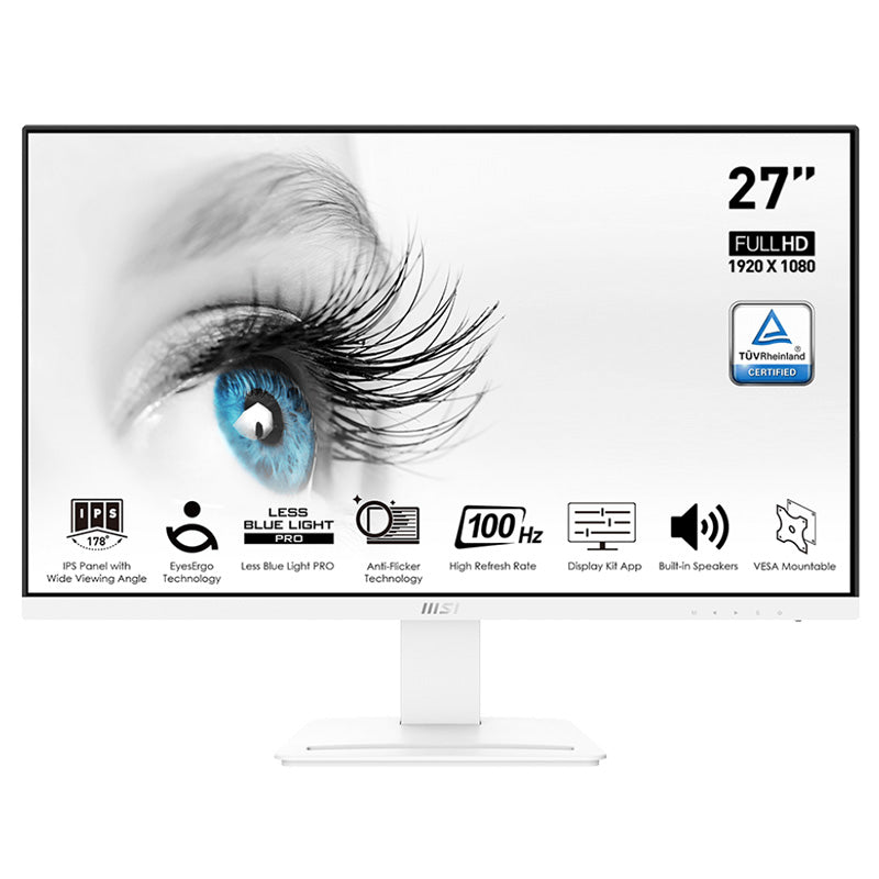 MSI 27in FHD IPS 100Hz Adaptive-Sync Professional Business Monitor White with SPK