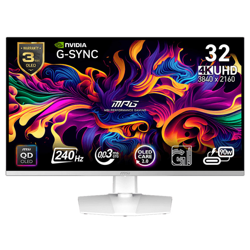 MSI 32in UHD QD-OLED 240Hz Adaptive Sync Flat Gaming Monitor - White
