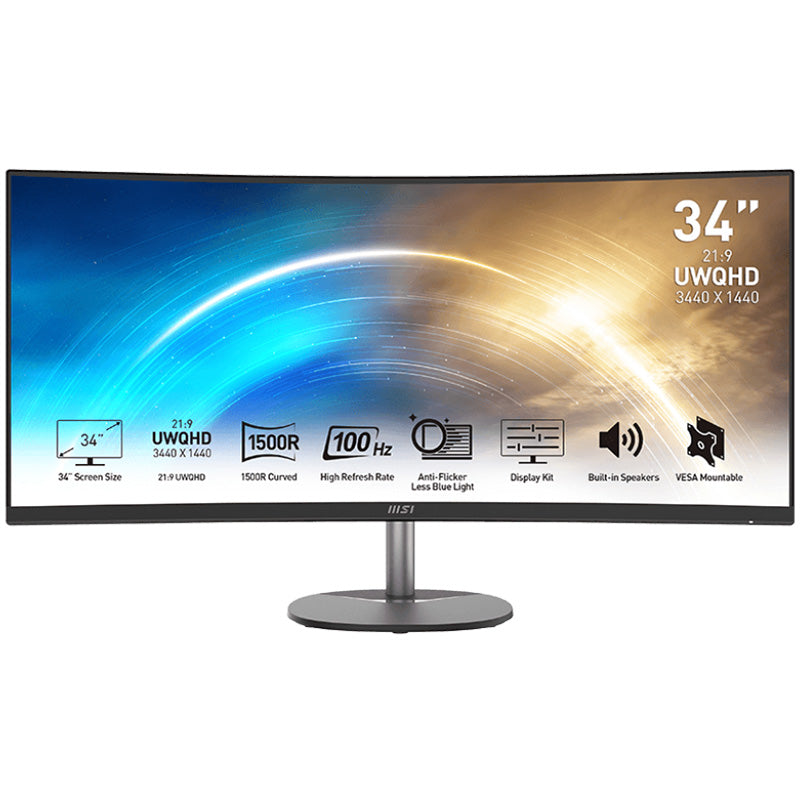 MSI 34in UWQHD VA 100Hz FreeSync Curved Business Monitor - Black