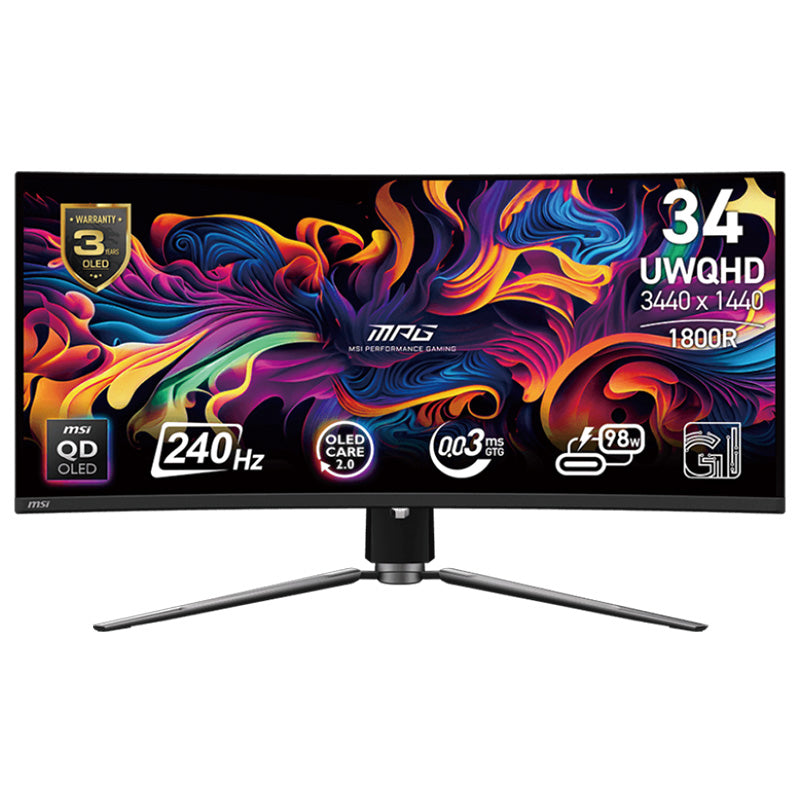 MSI MPG 34.18in UWQHD QD-OLED 240Hz Curved Adaptive Sync Gaming Monitor