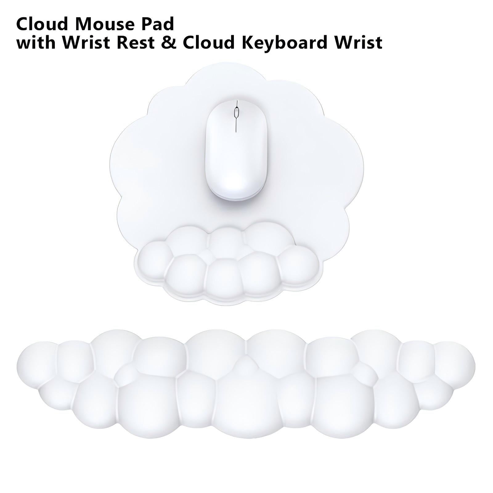 Mouse Pad & Keyboard Wrist Rest Set - Multi-Device Computer Accessories with Memory Foam Support White