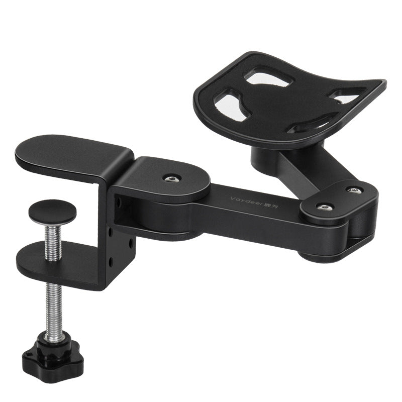 Black Universal Clamp-On Adjustable Armrest, Desk Cradle Rotating Elbow Cushion, Above Table Extension Platform Arm Support
