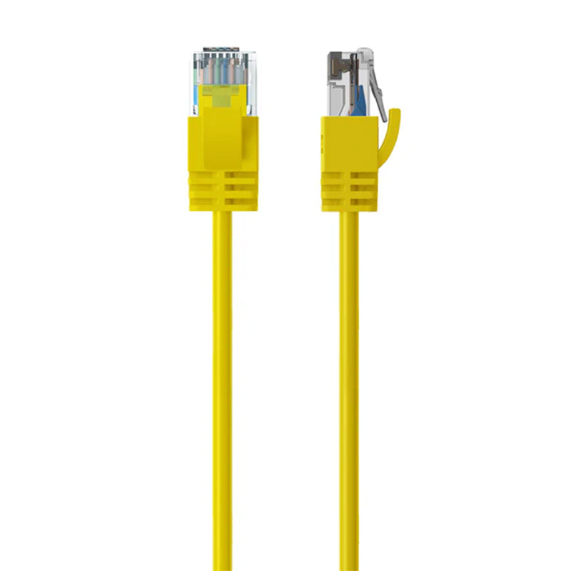 Cruxtec Ultra-Thin CAT6A U/UTP Ethernet Cable - Yellow 0.5m