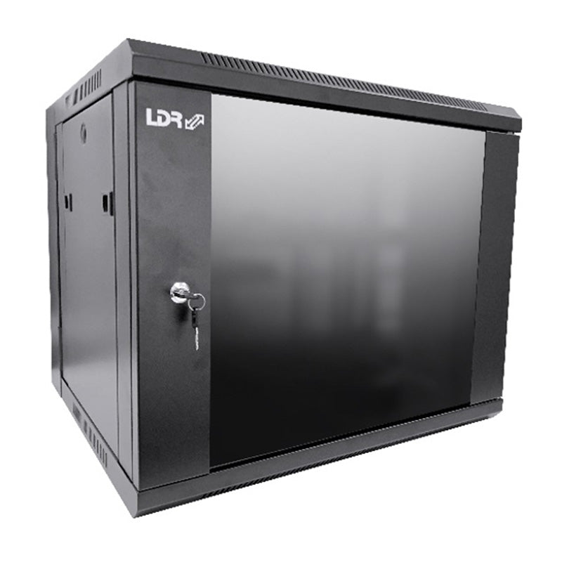 LDR Assembled 9U Wall Mount Cabinet 600mm x 450mm Glass Door