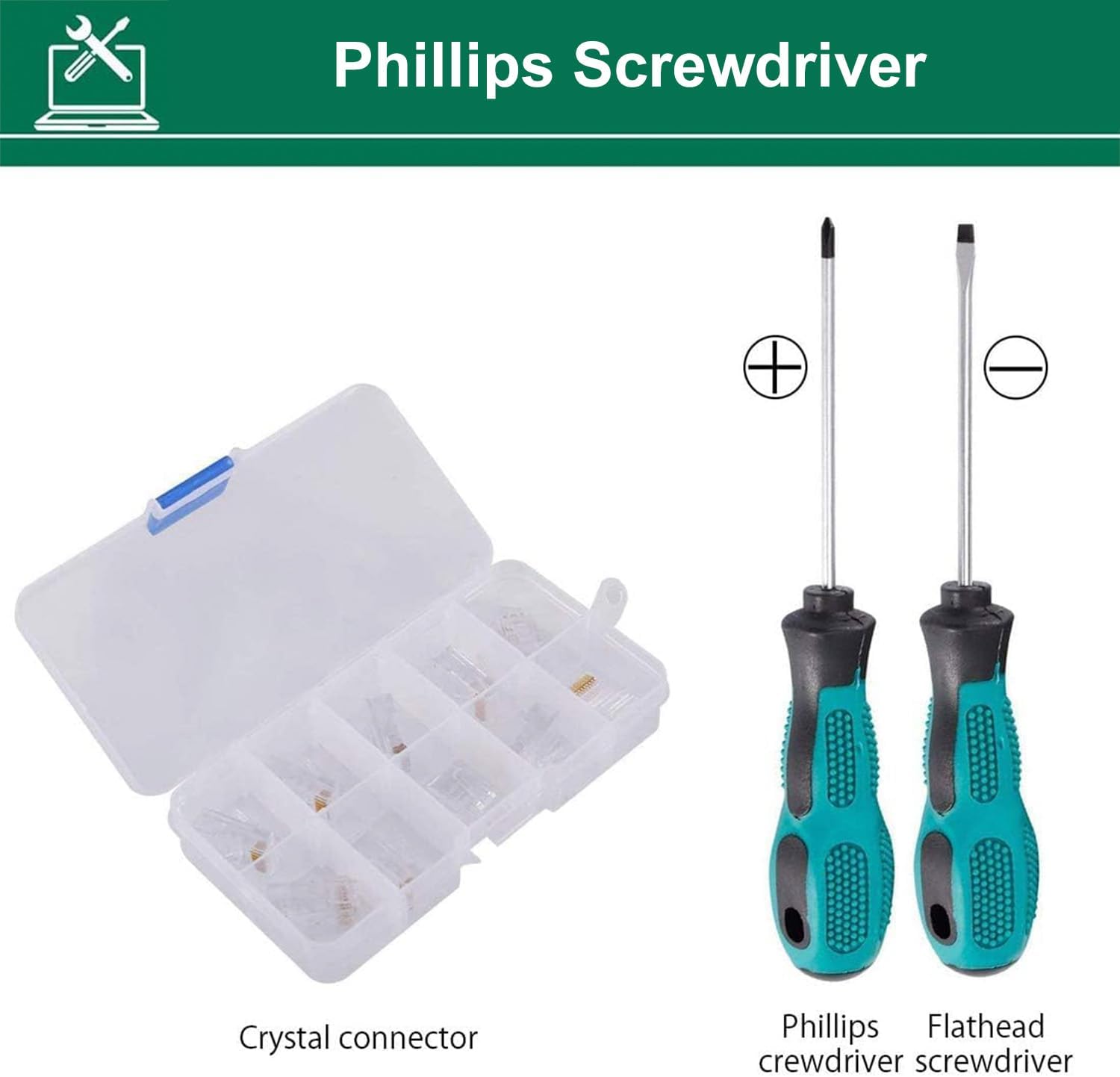 Network Tool Repair Kit, Ethernet LAN Network Cable Tester Computer Maintenance Coax Crimper Tool for RJ-45/11/12 Cat5/5e with Connector Accessories