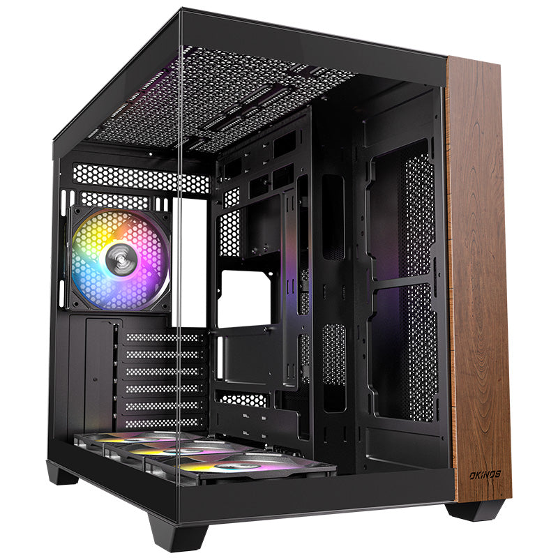 Okinos M6 ARGB Genuine Walnut Wood Mid Tower ATX Case