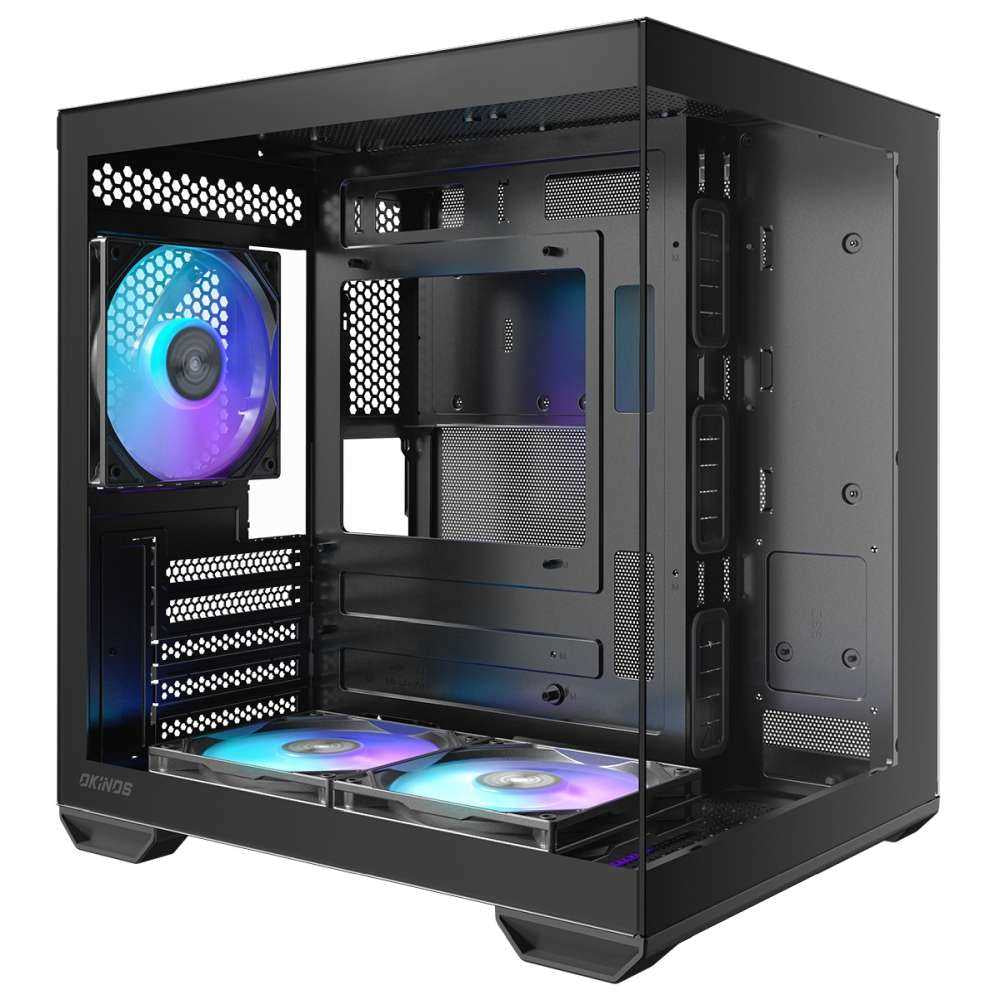 Okinos Mirage 4 TG ARGB Mini-Tower mATX Case - Black