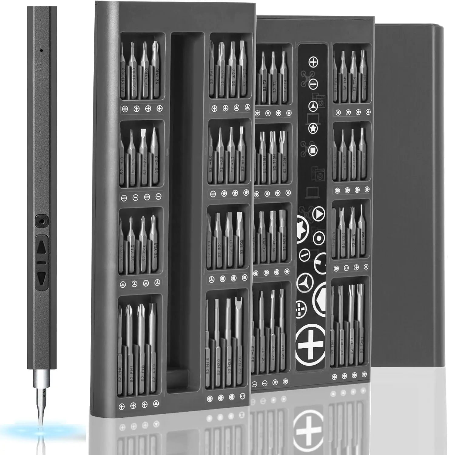 66 in 1 Home Rechargeable Electric Screwdriver Set with LED Lights for Electronics Glasses Watch Phone,Power Magnetic Electric Screwdriver Drill