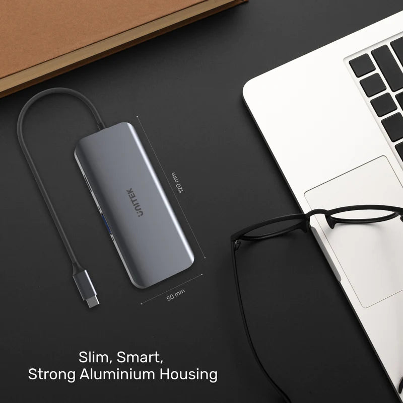 Unitek uHUB N9+ 9-in-1 USB-C Ethernet Hub with Dual Monitor 100W Power Delivery and Dual Card Reader