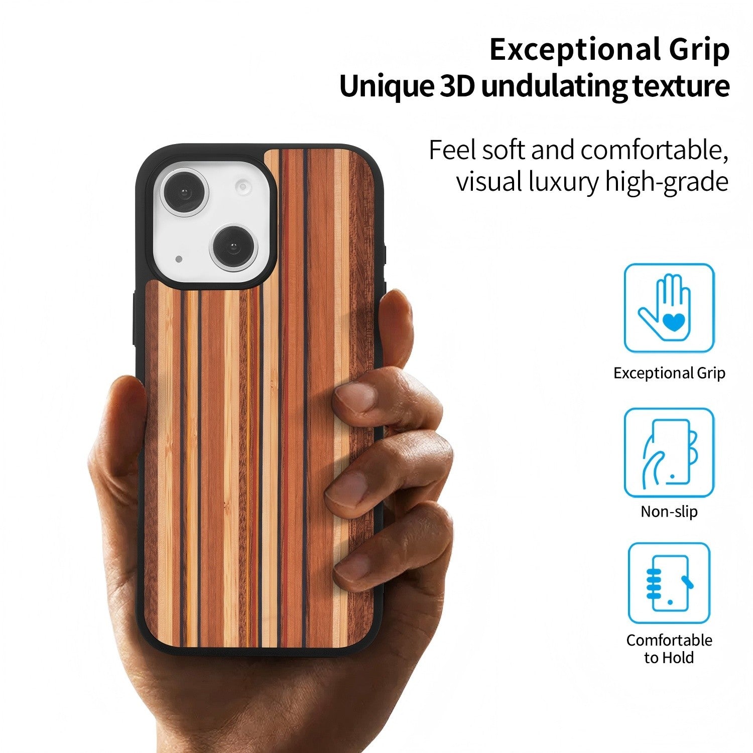 for iPhone 15 Plus Magnetic Wood Case. Unique & Classy Shockproof Protective Cover. Compatible with MagSafe Magnetic Charging.