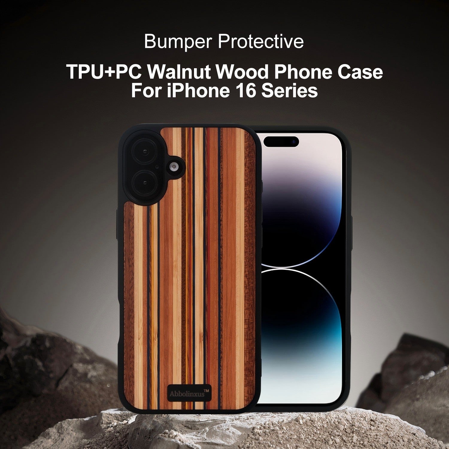 for iPhone 16 Magnetic Wood Case. Unique & Classy Shockproof Protective Cover. Compatible with MagSafe Magnetic Charging. (Color Wood, iPhone 16