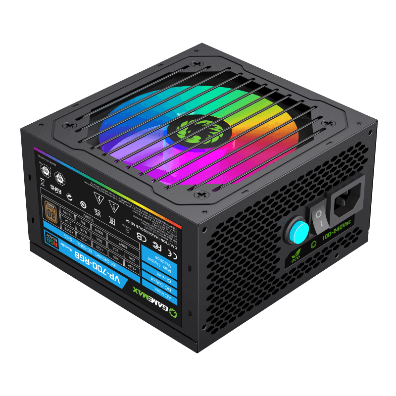 Gamemax 700W RGB Power Supply Semi-Modular VP-700-RGB-M Black