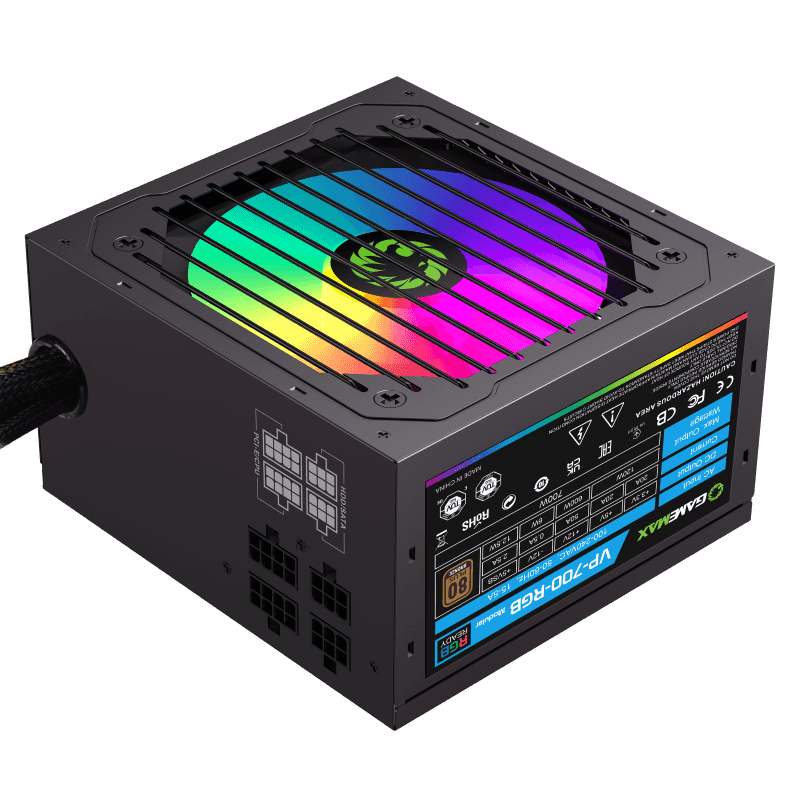 Gamemax 700W RGB Power Supply Semi-Modular VP-700-RGB-M Black