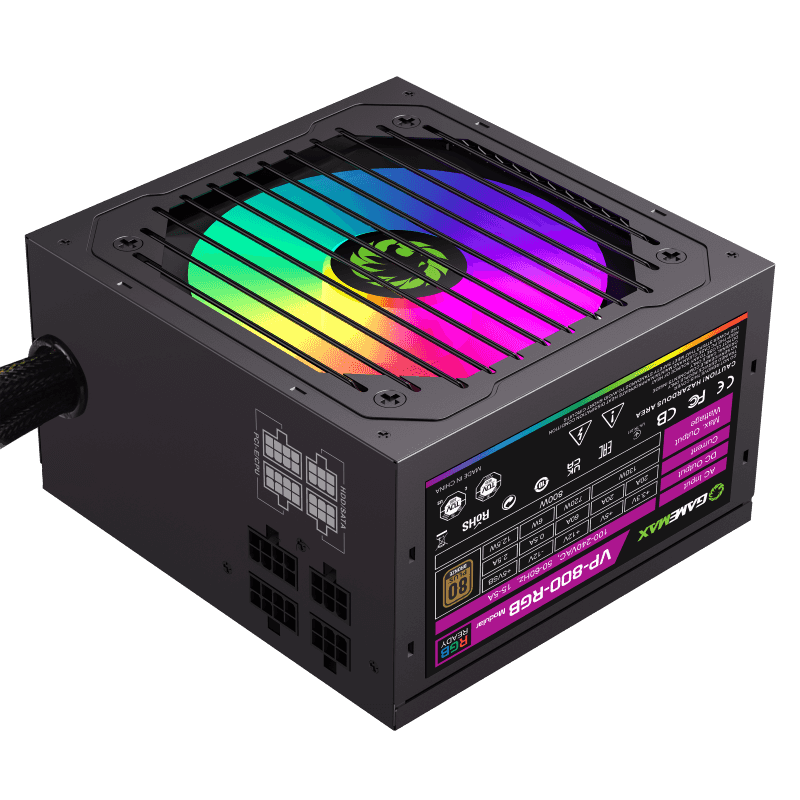 Gamemax 800W RGB Power Supply Semi-Modular VP-800-RGB-M White