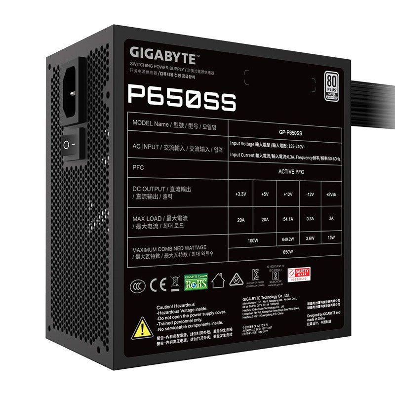 Gigabyte P650SS 650W 80+ Silver Non-Modular ATX 3.0 Power Supply