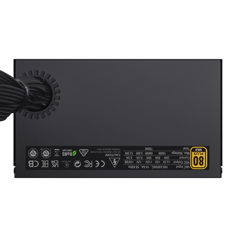 GameMax 700W 80+ Gold Wired Black ATX Power supply - GX700 black