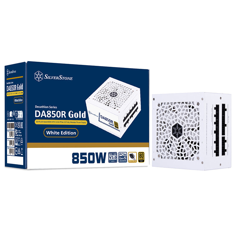 SilverStone 850W ATX 3.0 80+ Gold Power Supply - White