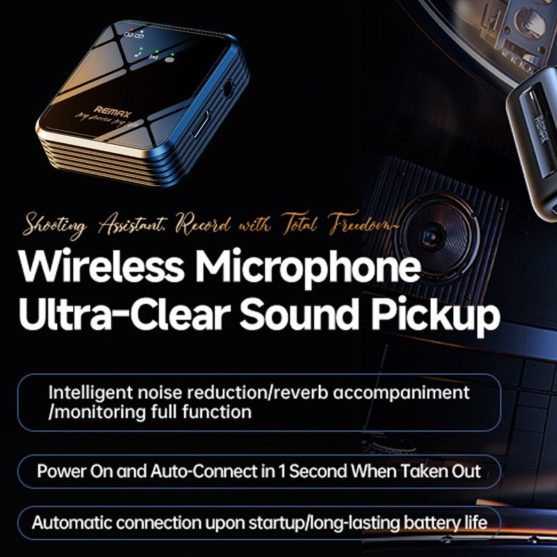 SEEDREAM remax Wireless Lavalier Microphone Type C Mic for Live Broadcast 1 Microphone with Charging Case Black