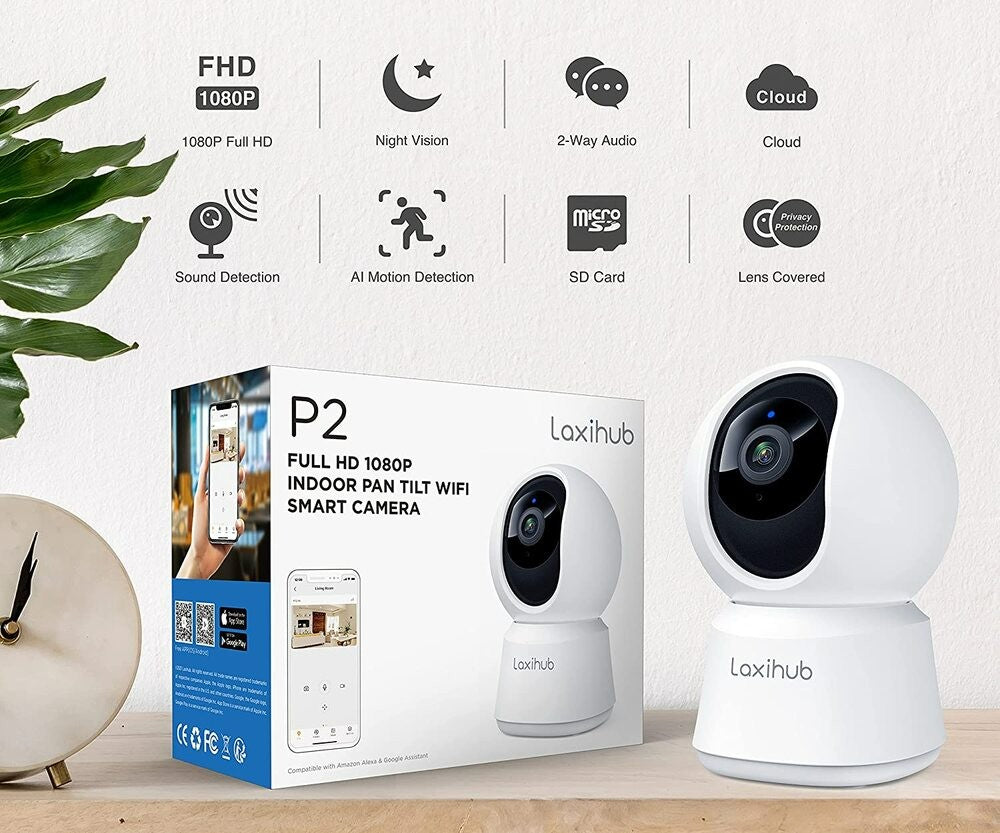Laxihub Indoor Wi-Fi 1080P Pan Tilt Zoom Privacy Camera P2