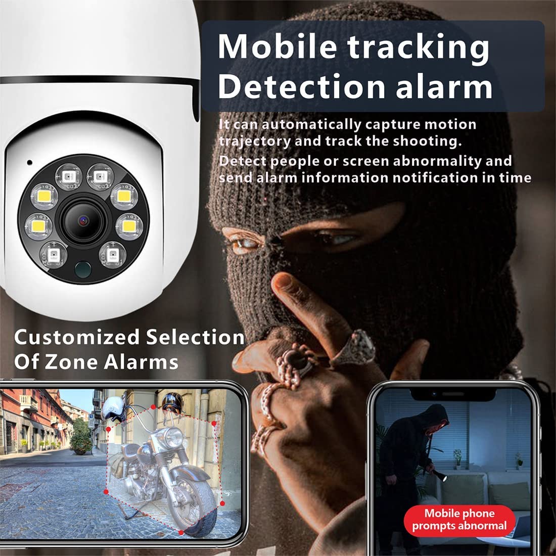 Security Camera Light Bulb Camera 1080P Color Night Vision 2.4GHz WiFi Home Surveillance Cameras E27 Two-Way Audio Works with Alexa Google