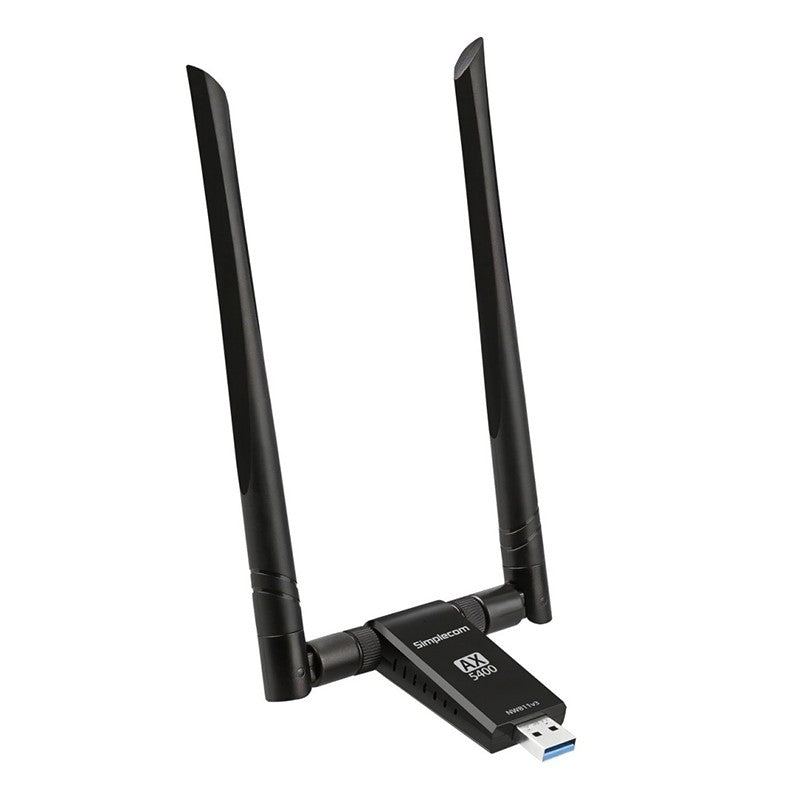 Simplecom AX5400 Tri-Band WiFi 6E USB Adapter with 2 x 5dBi High Gain Antennas