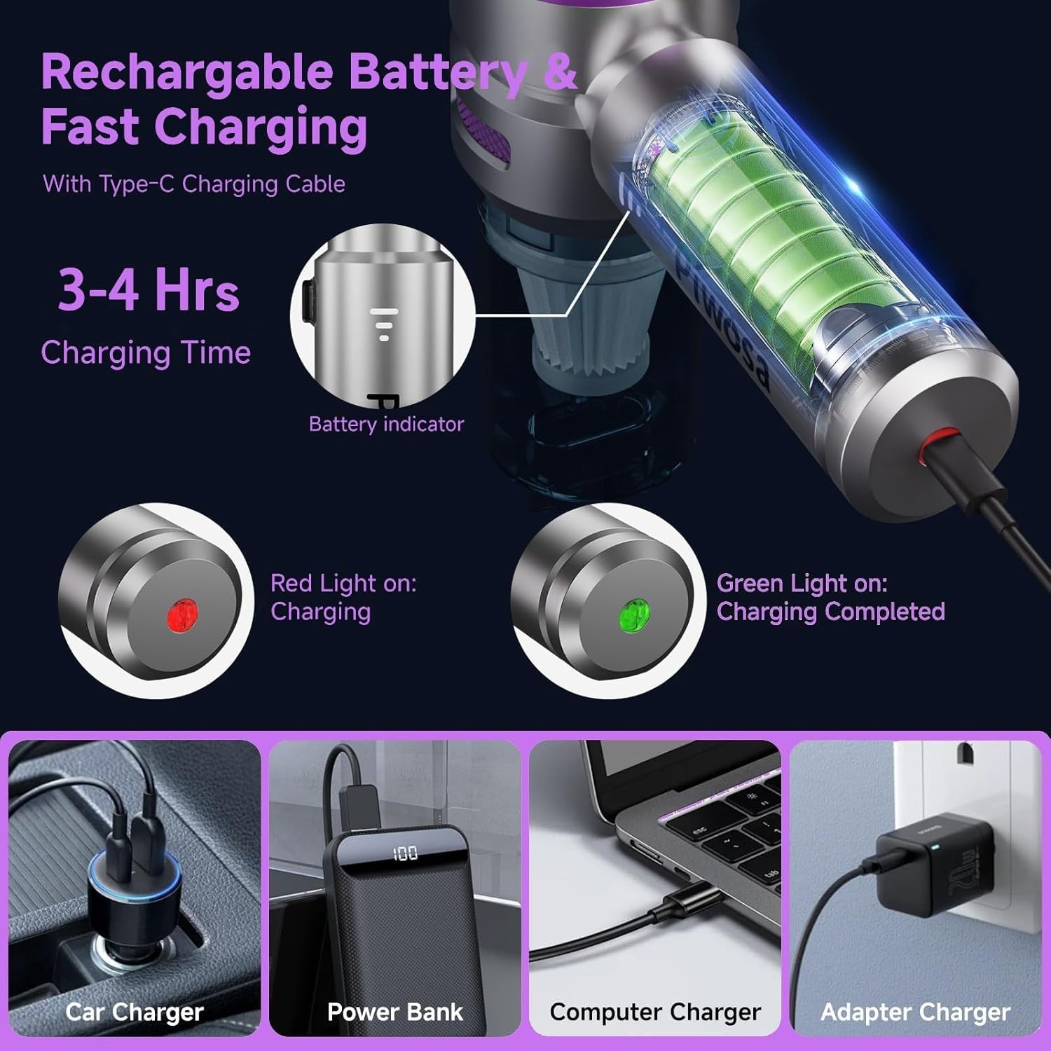 Keyboard Vacuum Cleaner 4 in 1 Car Vacuum Cleaner 22000PA Compressed Air Duster Brushless Motor Cordless Portable Pump Handheld Vacuum Strong Suction